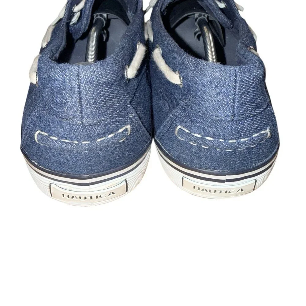 Nautica Galley Blue Canvas Boat Shoes Lace Up Casual Shoes Men’s Size 12